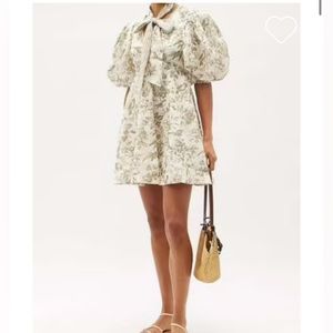 Zimmermann Wild Botanica Linen Puff Sleeve Bird Print Linen Mini Dress size 1